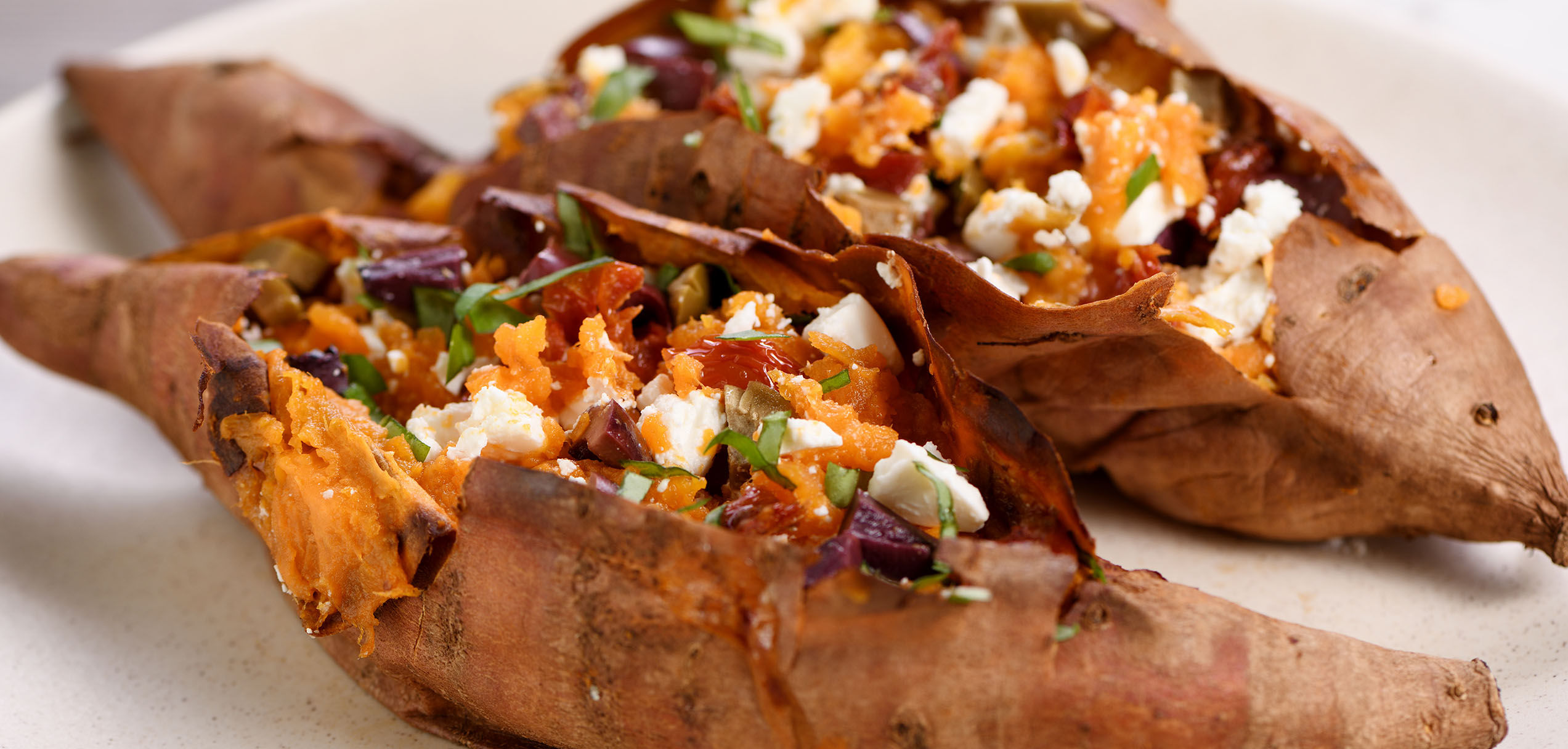 Baked Sweet Potato with Tuna and Avocado Salad